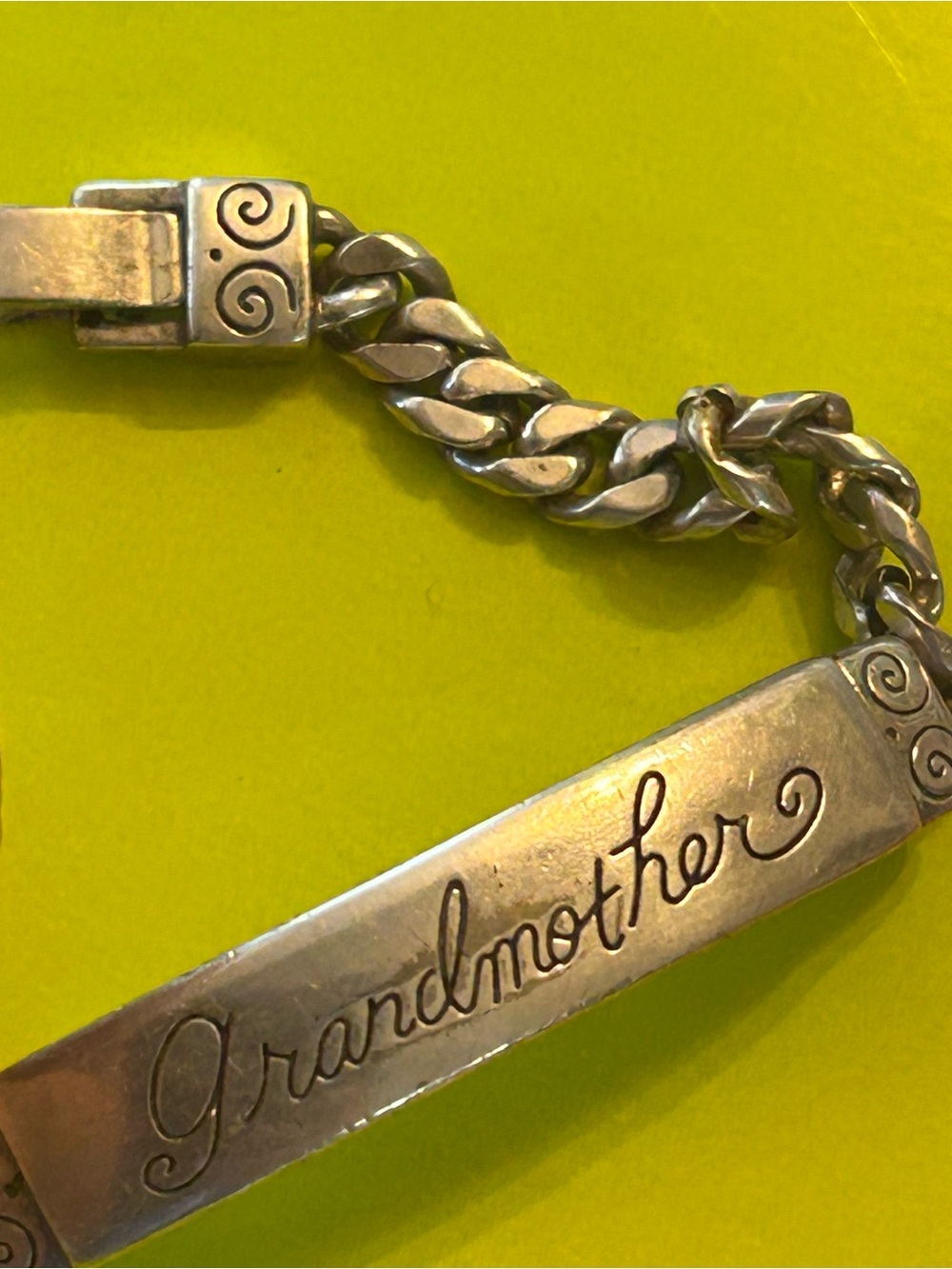 Brighton silver plated "Grandmother" engraved bracelet ID bracelet link chain